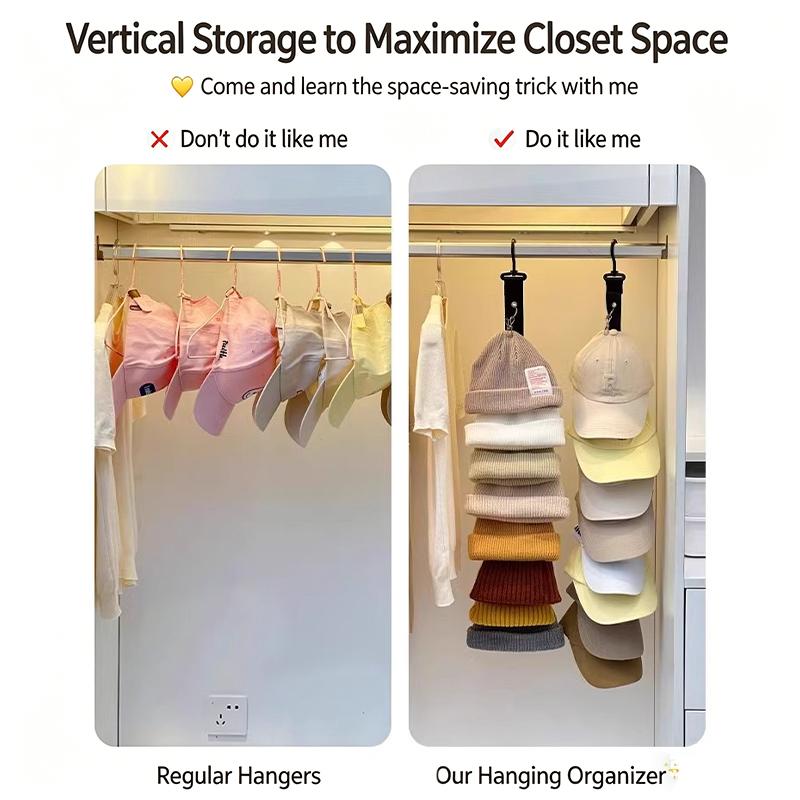 8 Clips Hanging Closet Organizer Cap Door Wall Mounted Rack Free Punch Hat Holder