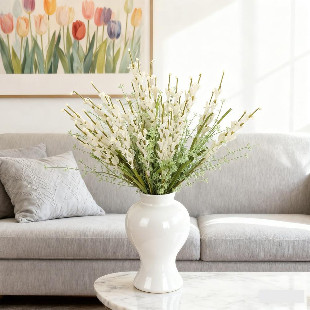8er-Pack künstliche Winterjasminblüten, 56 cm Stiele, für Heimdekoration, Hochzeitsfeier-Dekoration, Rosa Gelb Weiß