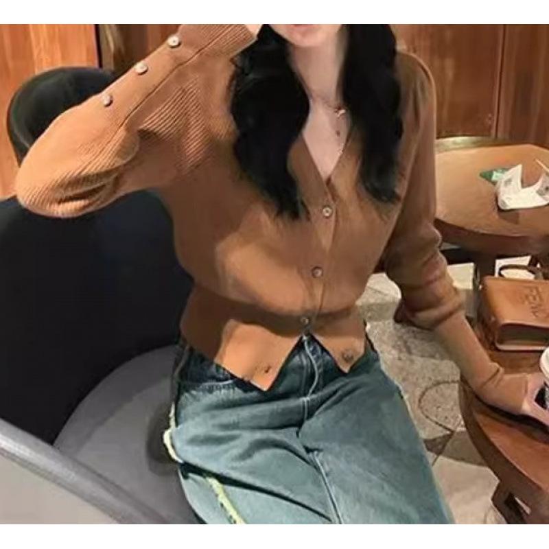 

New autumn slim-fit long-sleeved knitted cardigan with sweater and short jacket for women s autumn and winter one size fits all хаки