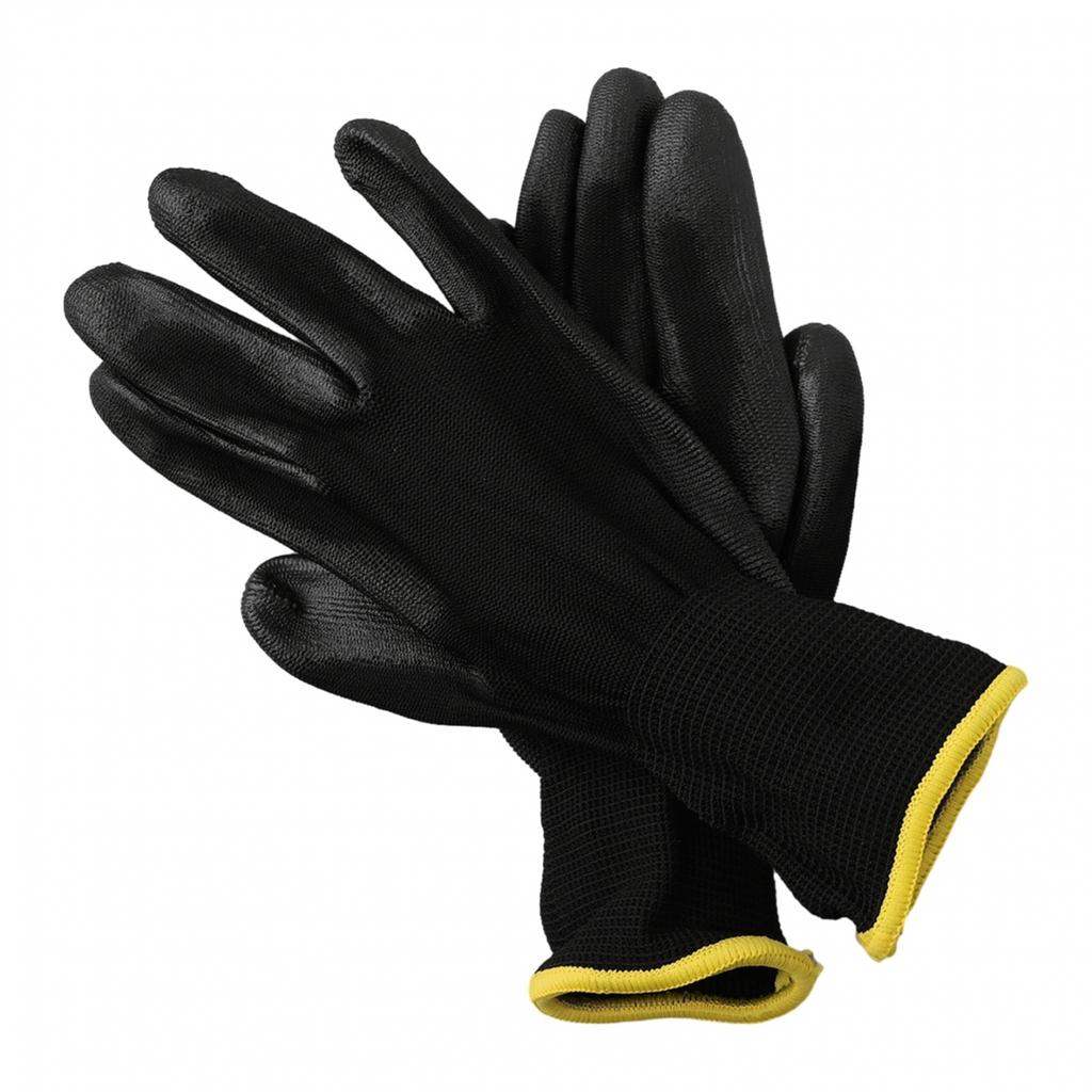 Work Gloves PU Coated Knit Cuffs Flexible Safety Hand Protect Antiskid