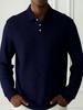 Men's Solid Color Lapel Button-Front Long Sleeve Polo Shirt - Casual, Versatile Top