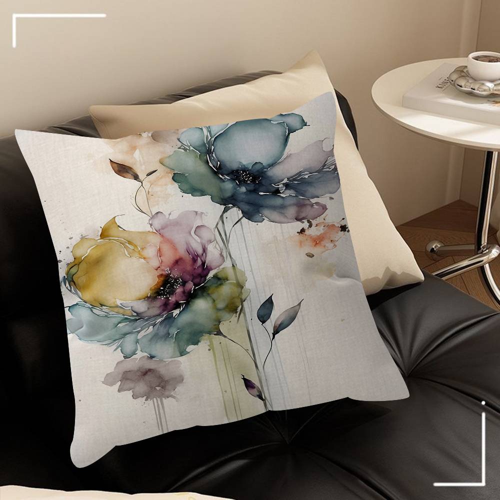 Wildflowers Watercolour Decorative Room Aesthetics Pillow Case Home Decor Bedroom Sofa Bed Couch Pillow Cover 45x45
