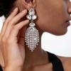 Light Luxury Teardrop Rhinestone Tassel Earrings – High-End Socialite Silver Studs for Women