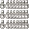 24Pcs Black Silver Galvanized Iron D-Ring Tie Down Anchors With Screws, Two-Hole Cargo Anchor Loops For Van Truck SUV Cabinet Cargo Securing