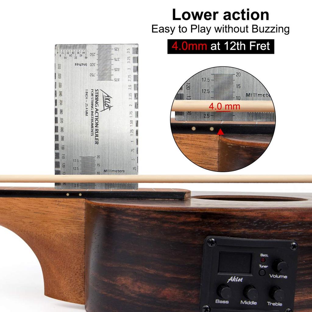 AKLOT Bass 30 Inch Ukulele Bass EADG Soft Case Strap Pick Included Ukulele, (Ebony Brown)