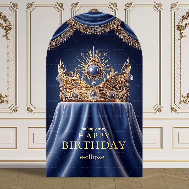 

BEPAN Blue Bear Crown Customizable Background Baby Shower Baby Shower Children s Birthday Decoration Arrangement Arched Background 1.6x3.9ft(50x120cm)