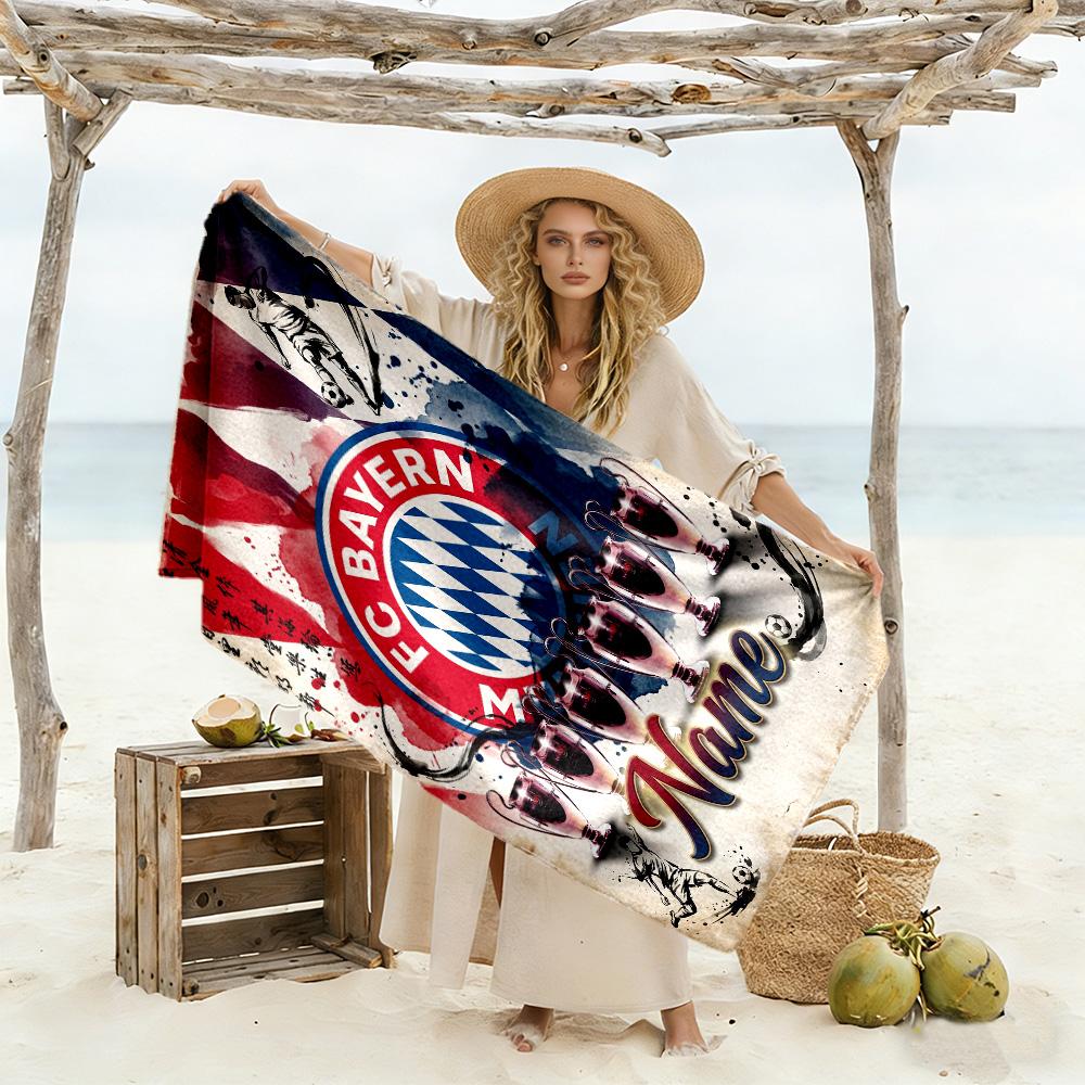 Bayern Munich Champions Customized Name Beach Towel Super Soft & Absorbent Suitable for Sports Travel Swimming Yoga Bathroom Beach And Pool