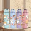 1PC Cute Cat Heart Repeat Pattern 750ml Color Plastic Sports Water Bottle Leakproof Flip Straw Lid Suitable for Sports Office Home Use