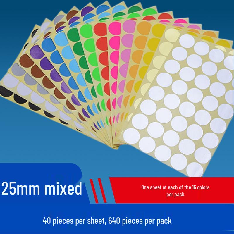 Mixed Color Round Dot Sticker Labels - Available in 10, 16, and 20 Vibrant Colors