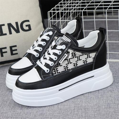fashion 8CM Hidden Heels White Platform Wedges Sneakers Women Shoes High Top PU Leather Tenis Feminino Casual Basket Femme