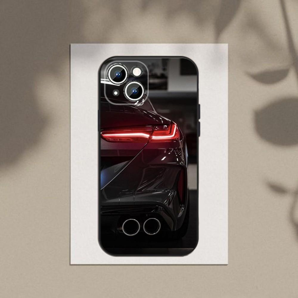 B-Blue Red Car Phone Case Phone Case For Apple iPhone 15,14,13,12,11,XS,XR,X,8,7,Pro,Max,Plus,mini Silicone Black Cover