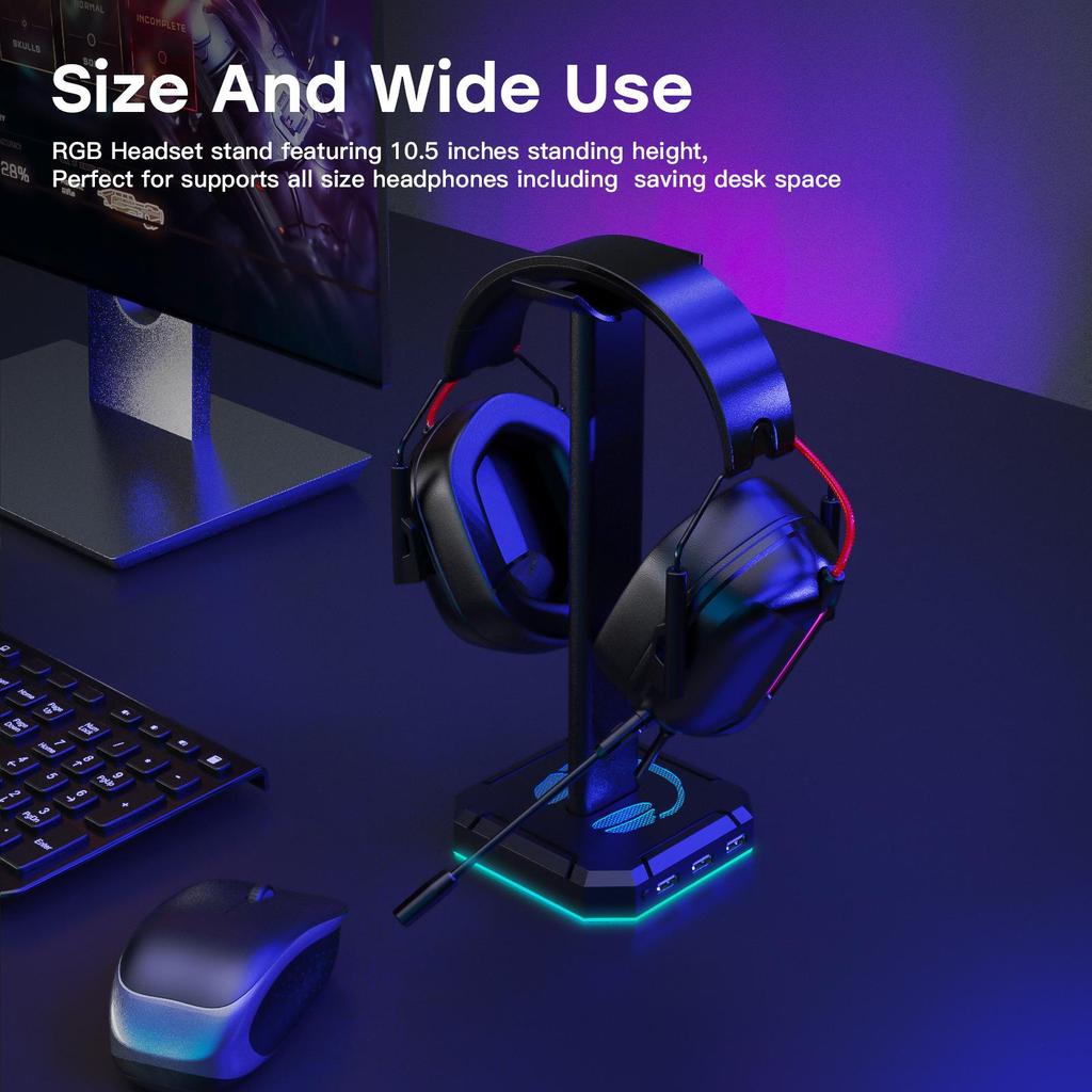 ZUOYA RGB Gaming Headset Stand with USB for Over-Ear Headphones