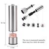 StainlessSteel Electric Salt and Pepper Grinder Set Salt and Pepper Grinder 1/2Pack AutomaticOne Hand OperationAdjustableGrinder