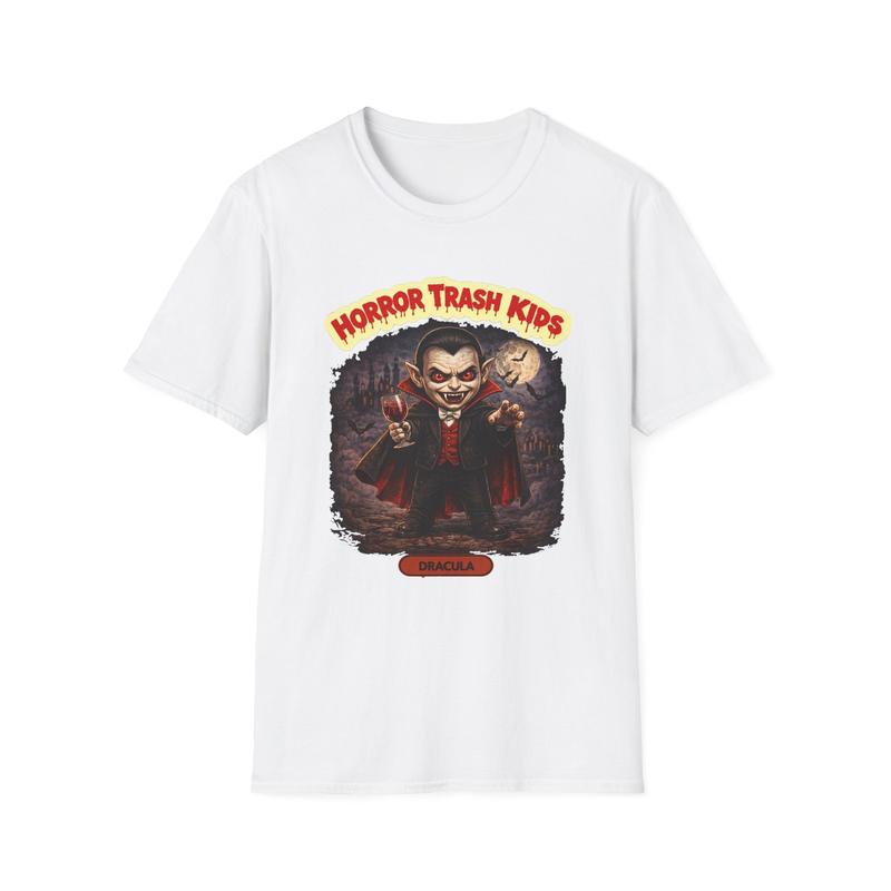 Horror Trash Dracula Unisex T-Shirt | Vampire Retro Graphic Tee L