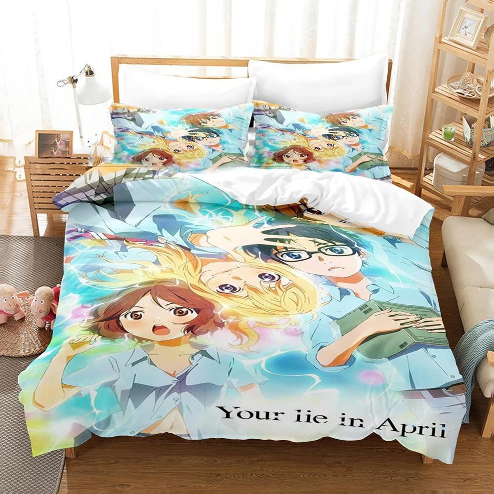 3D Printed Anime Your Lie In April Kaori Miyazono Bedding Set Boys Girls Twin Queen Size Duvet Cover Pillowcase Bed Kids Adult