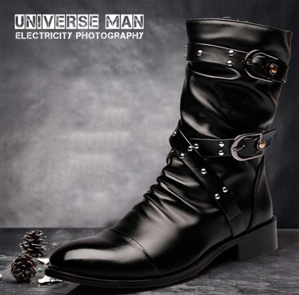 Formanism Casual Engineer Rider Studded Men's Boots (Black, Size 42 (26cm))