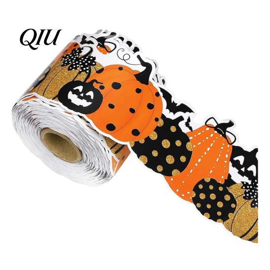 Indoor Halloween Stickers with Pumpkin And Bat Prints, Durable Coated Haunted House Theme Decor Paper Decals, Stylish Frame for Holiday Party Spooky