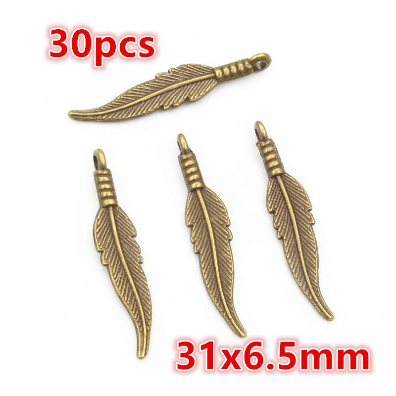3-50pcs Alloy Metal Feather Charms Pendant for Necklace Keychain Earrings DIY Jewelry Making Accessories Findings