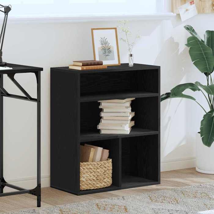 VidaXL Bibliothèque noir 60x30x71,5 cm bois d'ingénierie, armoire de rangement, étagère de rangement, unité de rayonnage, 860311