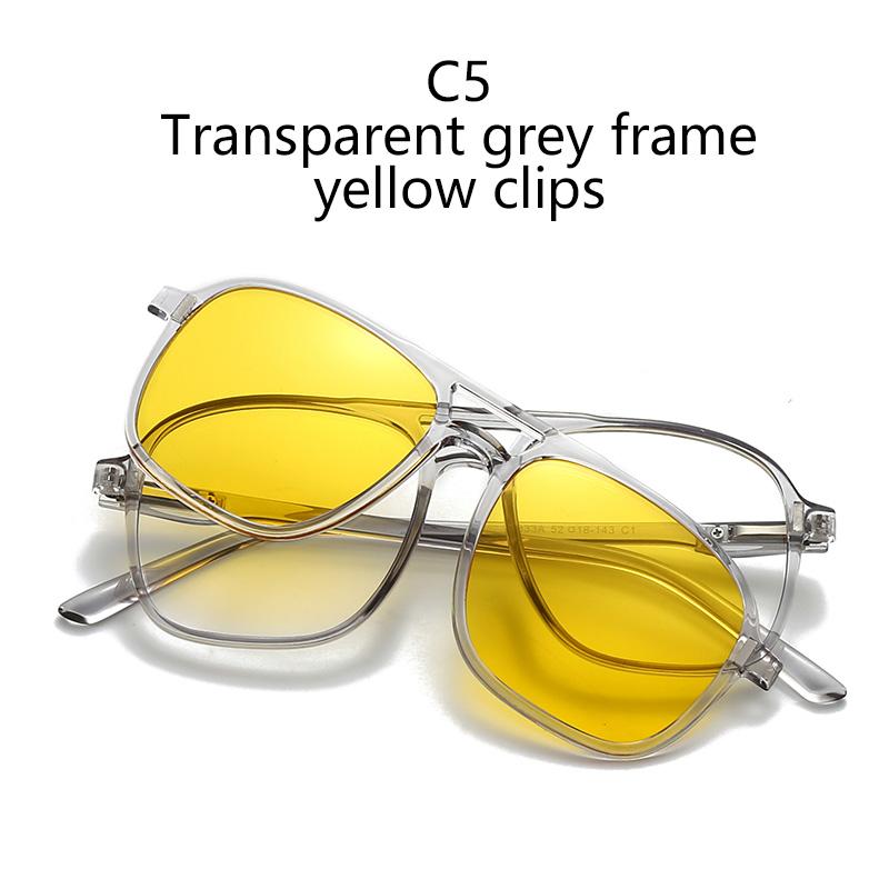 Transparent Frame 2333A 6PCS Magnetic Polarized Clip On Sunglasses Plastic Frame For Night Driving Sunglasses UV400