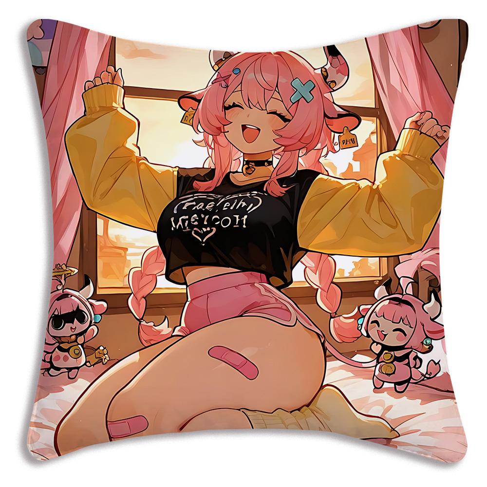 Hot Anime Genshin For V-Varesa Pillow Covers Cartoon Sofa Decorative Home Double-sided Printing Short Plush Cute Cushion Cover