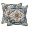 Set Of 2 Bohemian  Pattern Throw Pillow Case 18x18inch Soft Pillowcover for Indoor and Outdoor Use