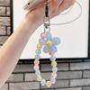 INS Candy Color Mobile Phone Lanyard Wrist Strap Women Girls Korean Beaded Flower Bracelet Anti-lost Case Bags Keys Pendant