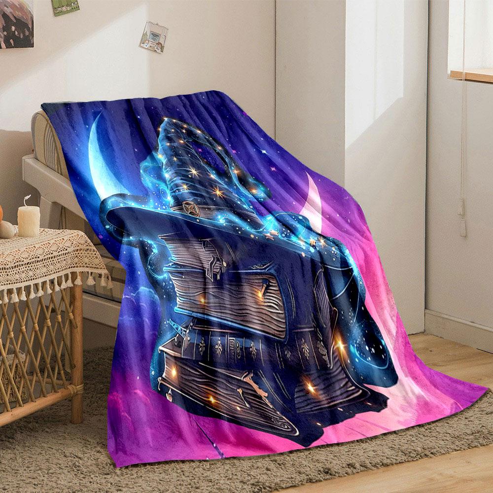 "Magical Night with Wizard Hat" print blanket soft and cozy perfect for the living room bed sofa or a nap,gift