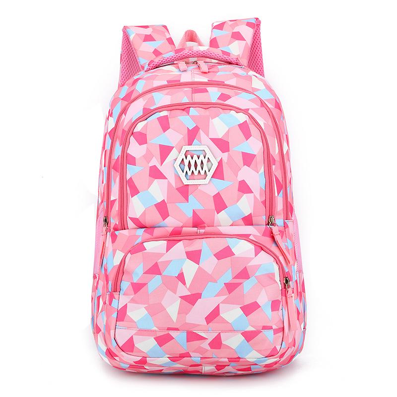 Modischer Rucksack mit geometrischem Druck für Grundschüler, Mädchen, Teenager, leichte Nylon-Schultasche, tragbarer Laptop-Rucksack