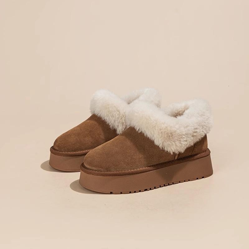 

Женские замшевые зимние ботинки, осенне-зимние кожаные бархатные короткие ботинки, теплые, холодостойкие и увеличивающие рост, ботинки-хлебцы, хлопковые ботинки 40