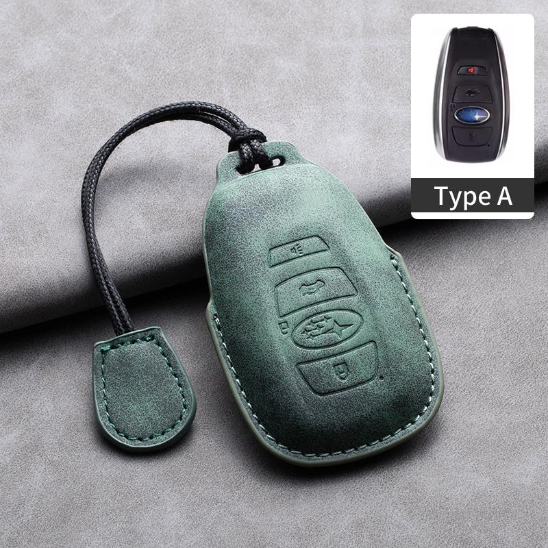 Leather Car Remote Key Case Cover for Subaru BRZ Forester Legacy Outback WRX STI Impreza XV Crosstrek Protector Fob Keychain