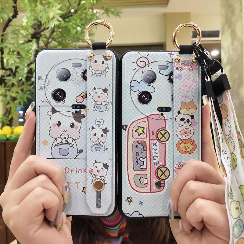 Cartoon Soft case Phone Case For Xiaomi 13 Ultra Lanyard Anti-knock Protective Ring Silicone Wristband Durable Cute