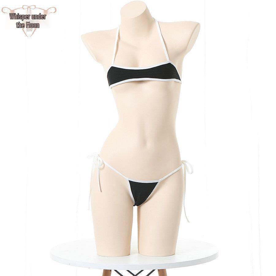 Черный Треугольный Бикини Комплект из Двух Частей: Элегантный черный бикини с треугольным верхом и подходящими плавками One Size чёрный