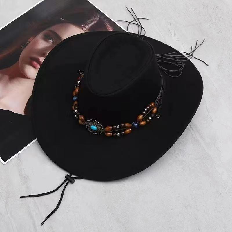 New Vintage Big-edge Western Cowboy Hats for Men Women Artificial Suede Gentleman Cowgirl Jazz Hat Sombrero Hombre Cap