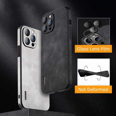 Luxury Soft Leather Phone Case for Iphone 12 13 14 Pro Max 14 Plus Lambskin Phone Cover for HUAWEI Mate 30 40 Pro 50 Pro Lens Film Shockproof Case