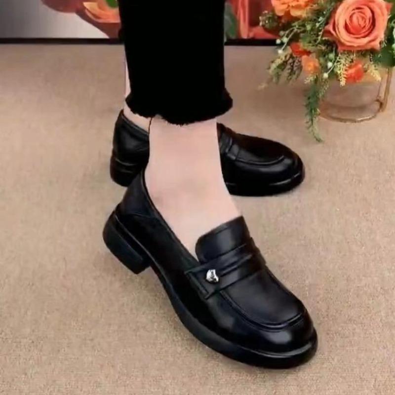 Platform women's autumn new thick heel soft leather soft sole small leather shoes comfortable and versatile single shoes