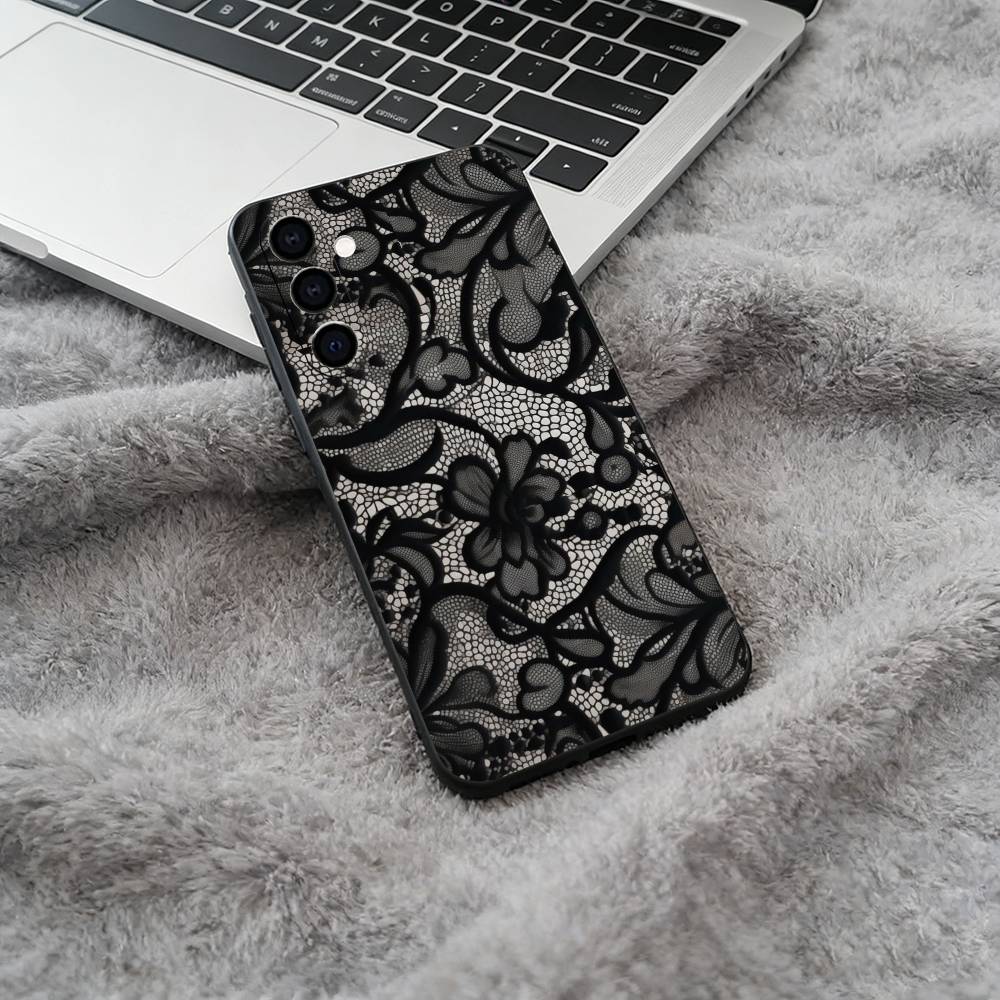 

L-Lace Print Pattern Phone Case For Samsung Galaxy A73,A71 A72,A70,A53,A52,A51,Soft Silicone Black Cover Samsung a10