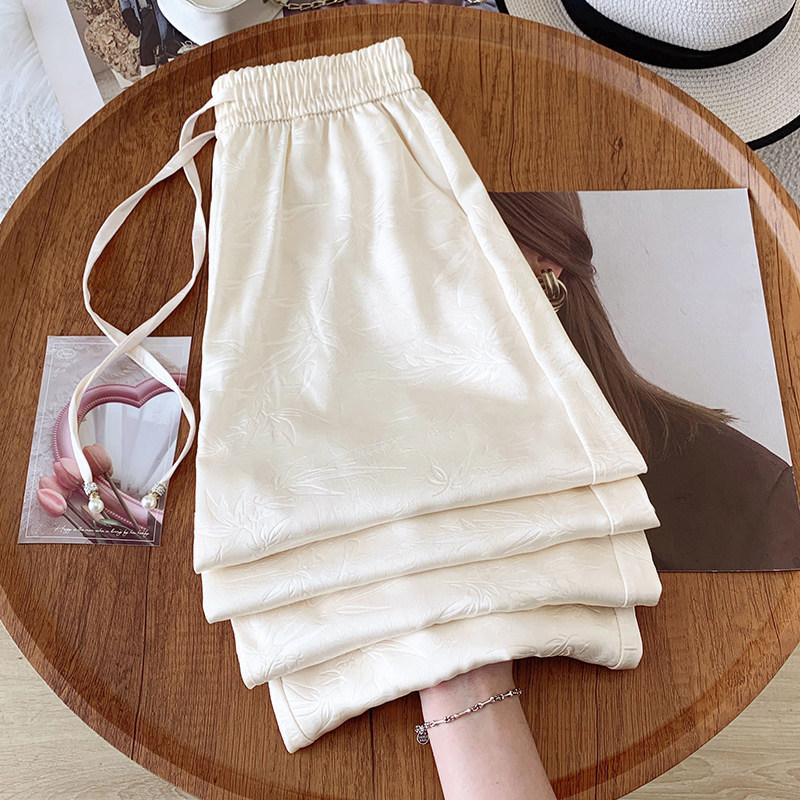 Fashion Printed Loose Casual Straight-leg Pants Women's 1116 Summer Thin Elastic High-waisted Versatile Drape Wide-leg Pants