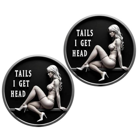 Couple Decision Coin Heads I Get Tail Tails I Get Head Decision Coin Adult Challenge Token Cheeky Decision Coin Prank Gifts for Men Women Date Night
