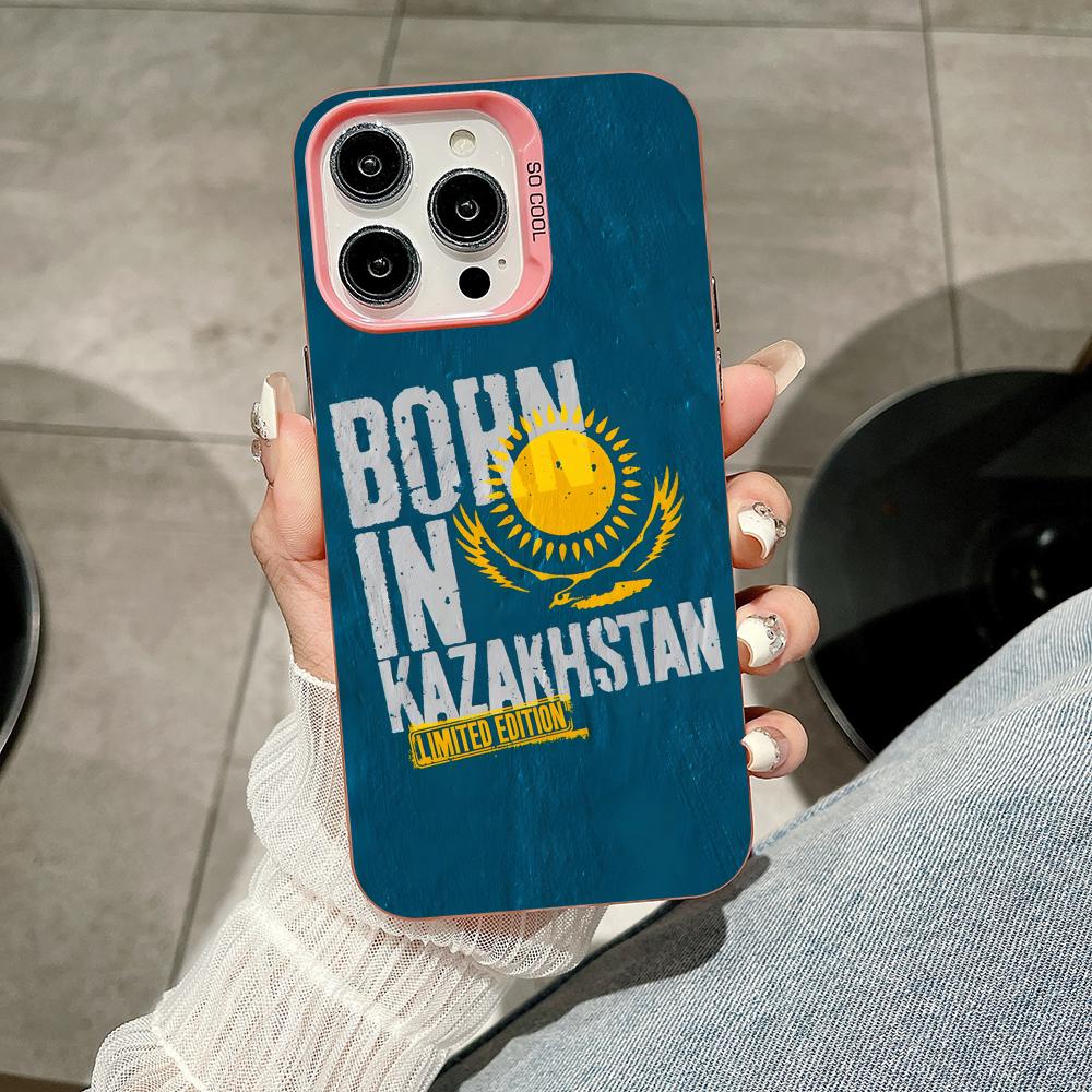 

Kazakhstan Flag Mobile Cell Phone Case for iPhone 17 16 15 14 13 12 11 X XR XS 8 7 Air Pro Max Plus Translucent Pink Cover iPhone 11 Pro