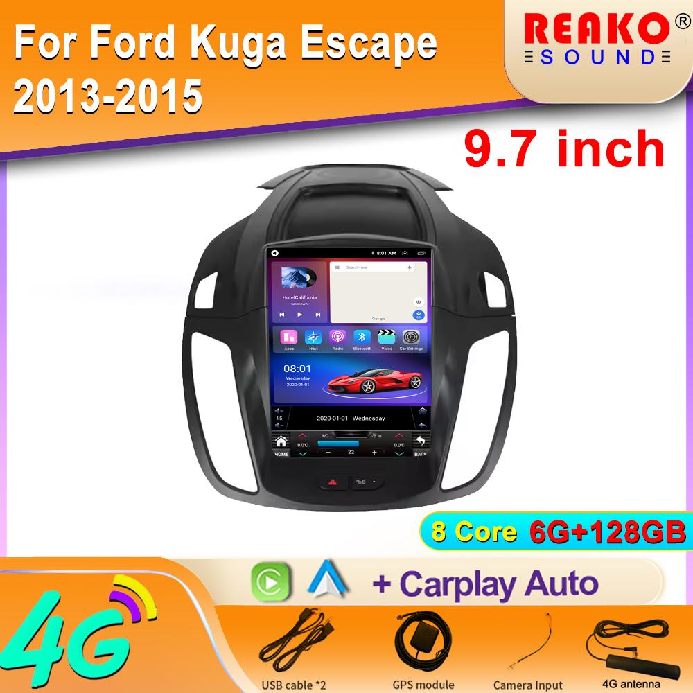 

9,7-дюймовий автомобільний радіоприймач Android для Ford Kuga 2 Escape 3 2012-2019 4G Бездротовий мультимедійний плеєр CarPlay GPS BT Головний пристрій WIFI Audio 4 core 6GB+128GB