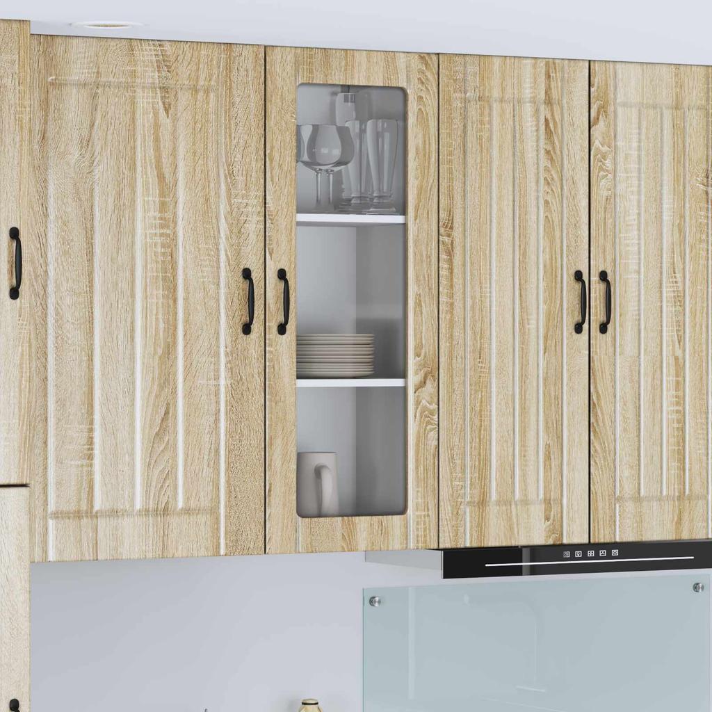 Wall Mounted Glass Cabinet LUCCA Sonoma Oak 40 X 31 X 100 Cm