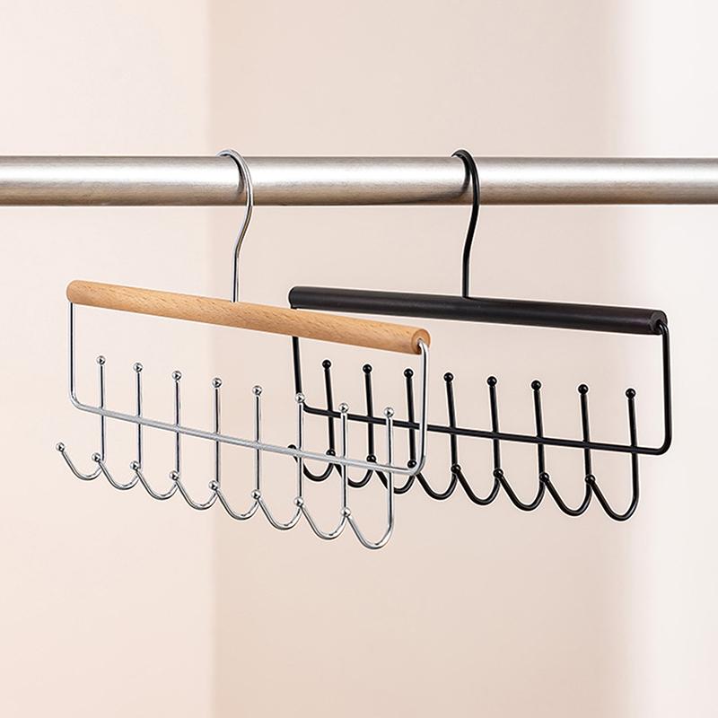 Multifunctional Rotatable Clothes Drying Rack Wooden Clothes Rack With Hook Underwear Vest Storage Clothes Drying Rack