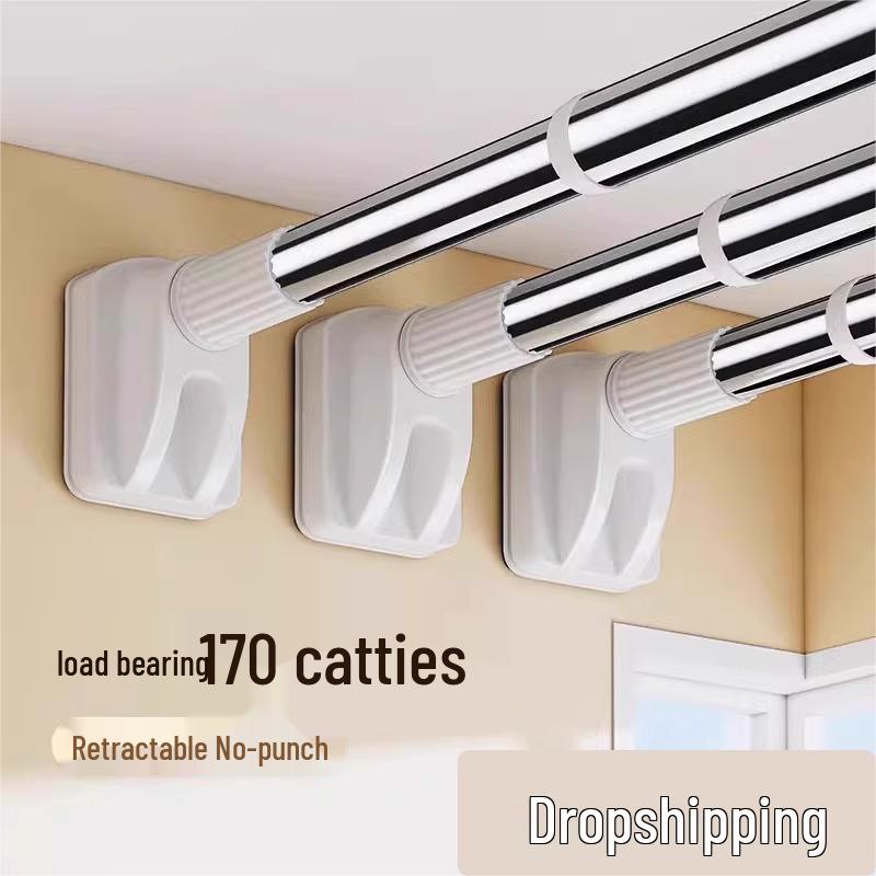 Retractable No-Drill Stainless Steel Clothes Drying & Hanging Rod for Bathroom or Balcony