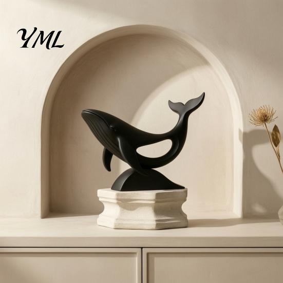 Niche Living Room Accents Minimalist Hollow Whale Figurine, 3D Printed Matte Animal Sculpture for Modern Home Decor Office Desk Decor, Statues