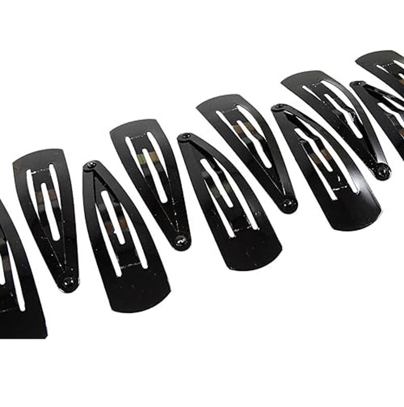 TreegoArt Glossy Balck Women Metal Snap Hair Tic Tac Stylish Clip/Juda Clip For Women's And Girls - Pack Of 24 Pieces