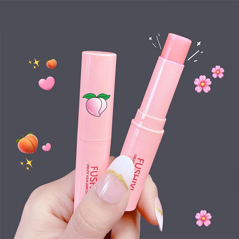 1 PC Natural Pêssego Lip Balm Hidratante de Longa Duração Mudança de Temperatura Produto de Hidratação Anti-R6X4
