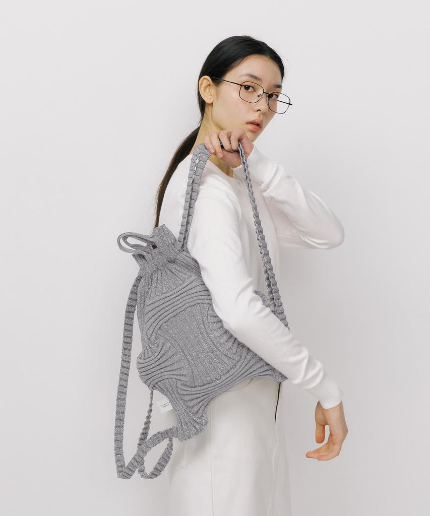 Pleatsmama New Bow Backpack Glitter Silver