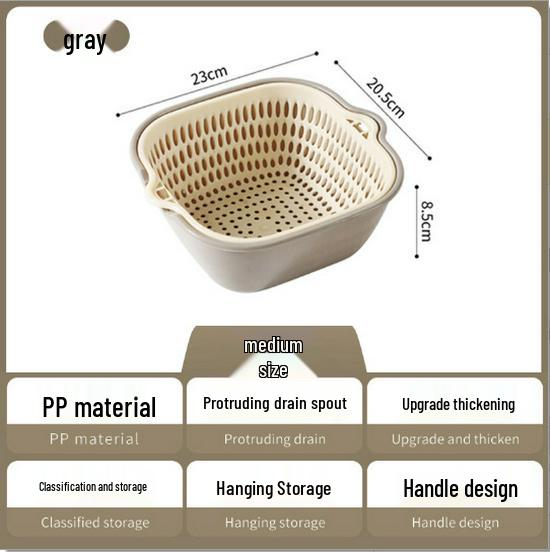 Double-Layer Drain Basket: Multifunctional Vegetable Washer & Fruit Storage Plate