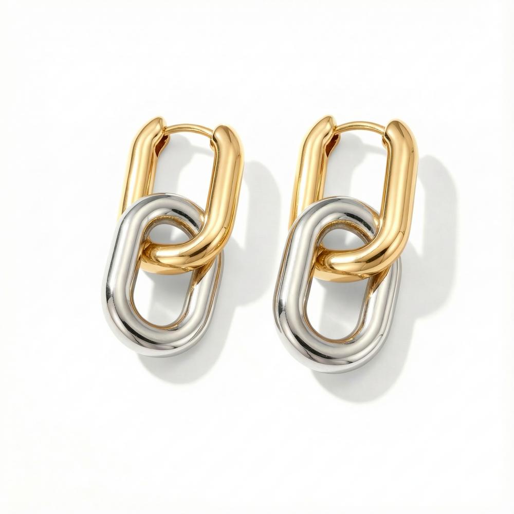 Minimalist Stainless Steel Fashion Gold Color U Shape Trendy Geometric Square Hoop Designer Earrings for Women Party Jewelry
